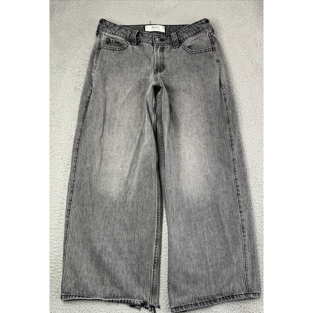 Hollister Jeans Womens Size 8 Low Rise Super Baggy 100% Cotton Distressed
